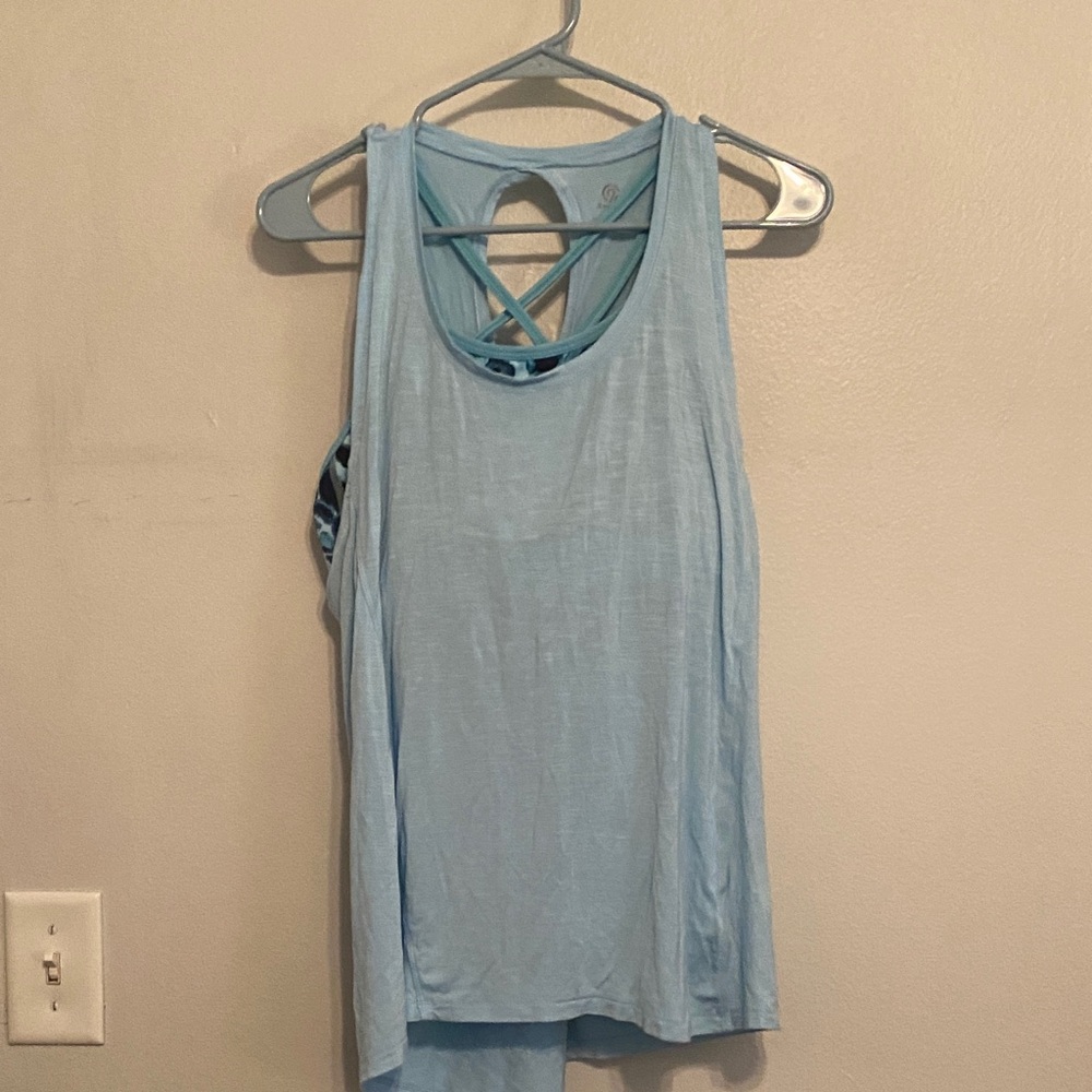 Champion Blue Sports Bra with RacerBack Open Back Tank Top [Size: XL]